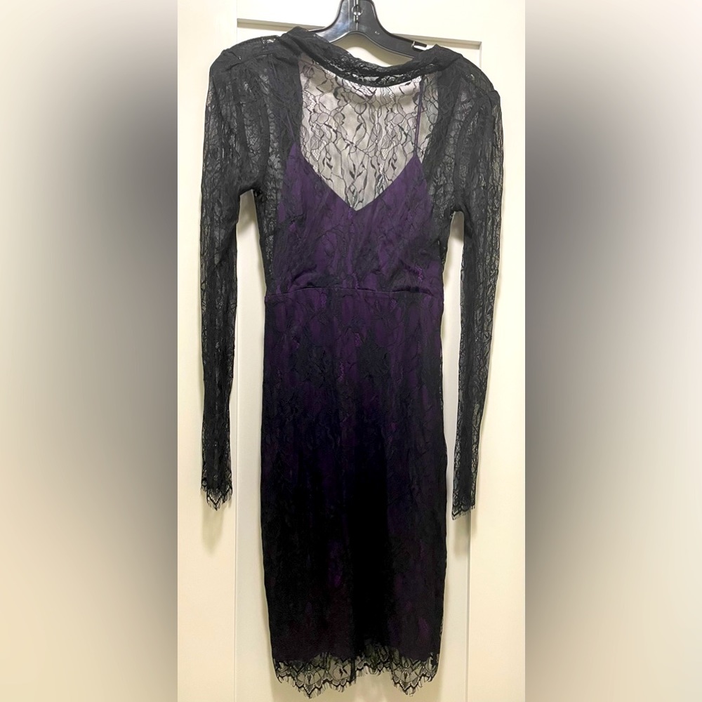 Black/Purple Open Back/Lace Dress. Size S